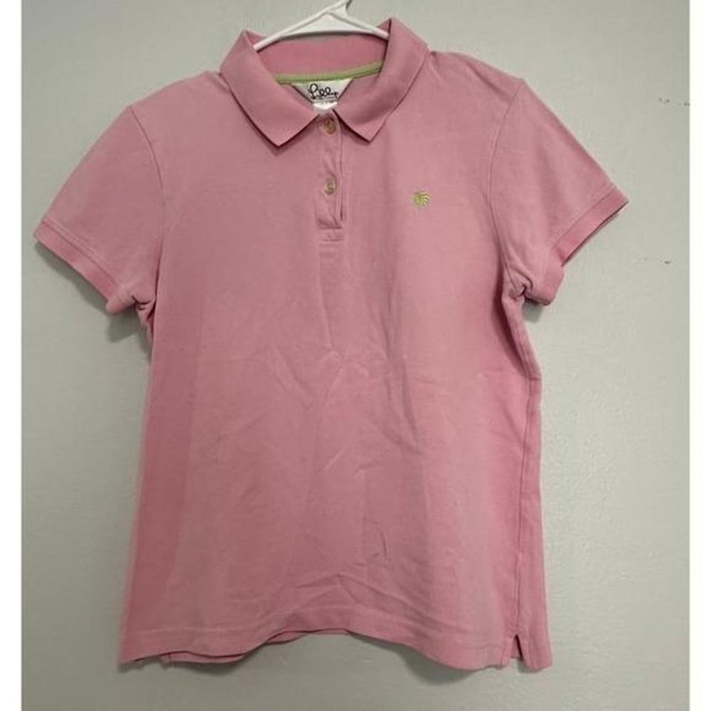 Lilly Pulitzer Kids Pink Palm Tree Logo Polo Shirt Size L